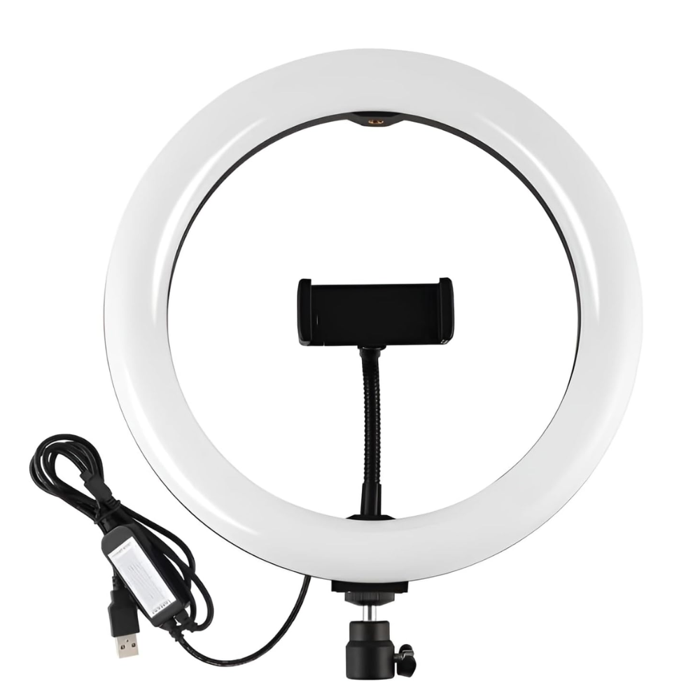 160 Ring Light 30cm with 3 Colors & Stand – White LED Lighting - Image 1