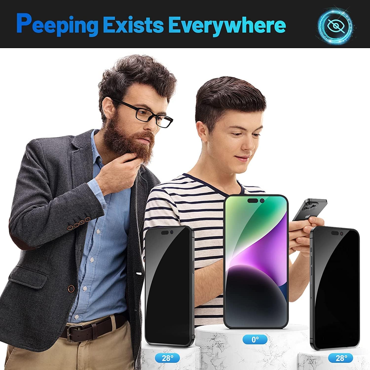 71HL4E29GmL._AC_SL1500_ Joyroom Privacy Screen Protector for iPhone 14 Pro Max - الصورة 3