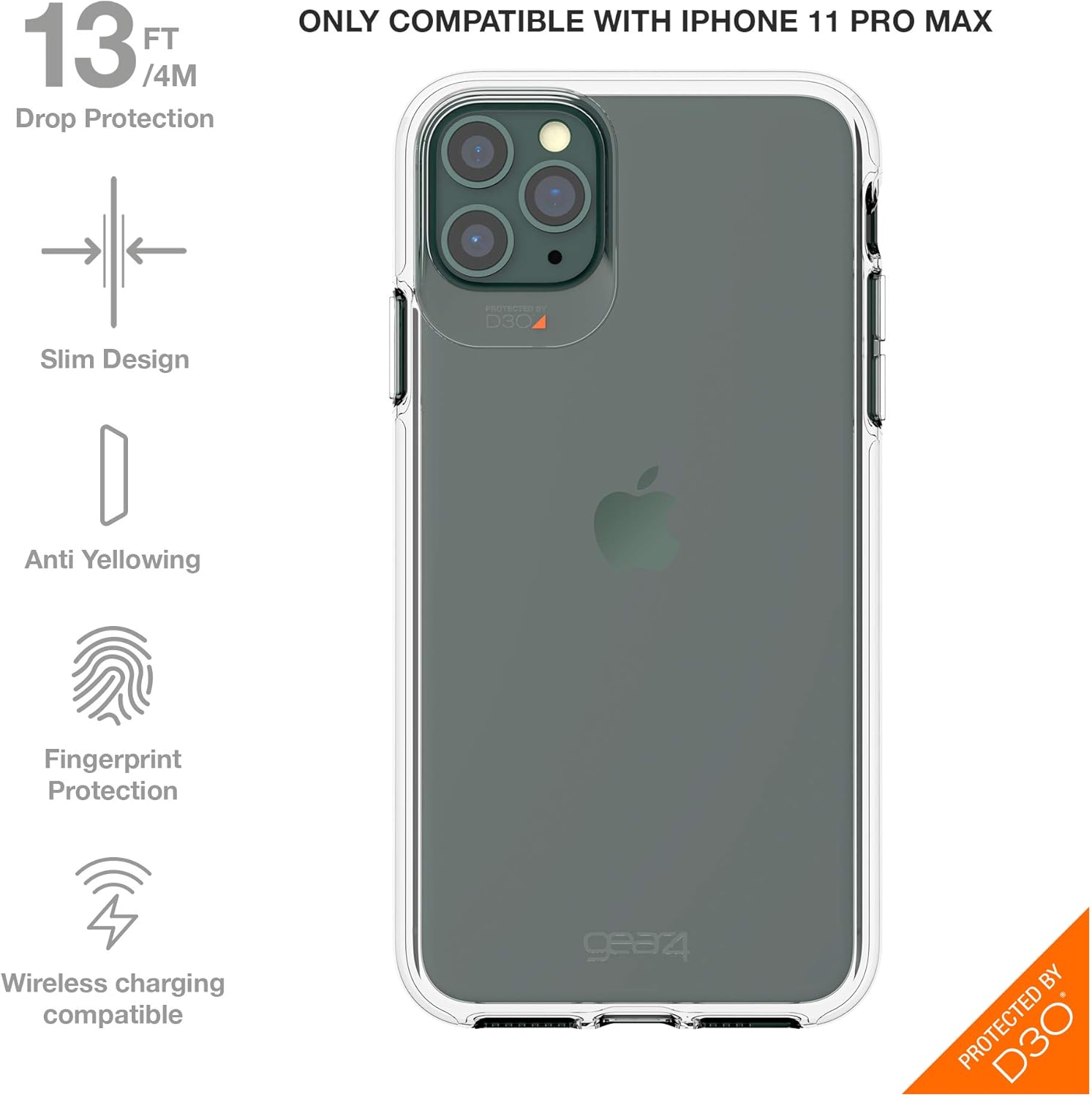 71Rc0nuAoiL._AC_SL1500_ iPhone 12 – Gear4 Advanced Shockproof Protection Slim Design Case | جراب شفاف - الصورة 5