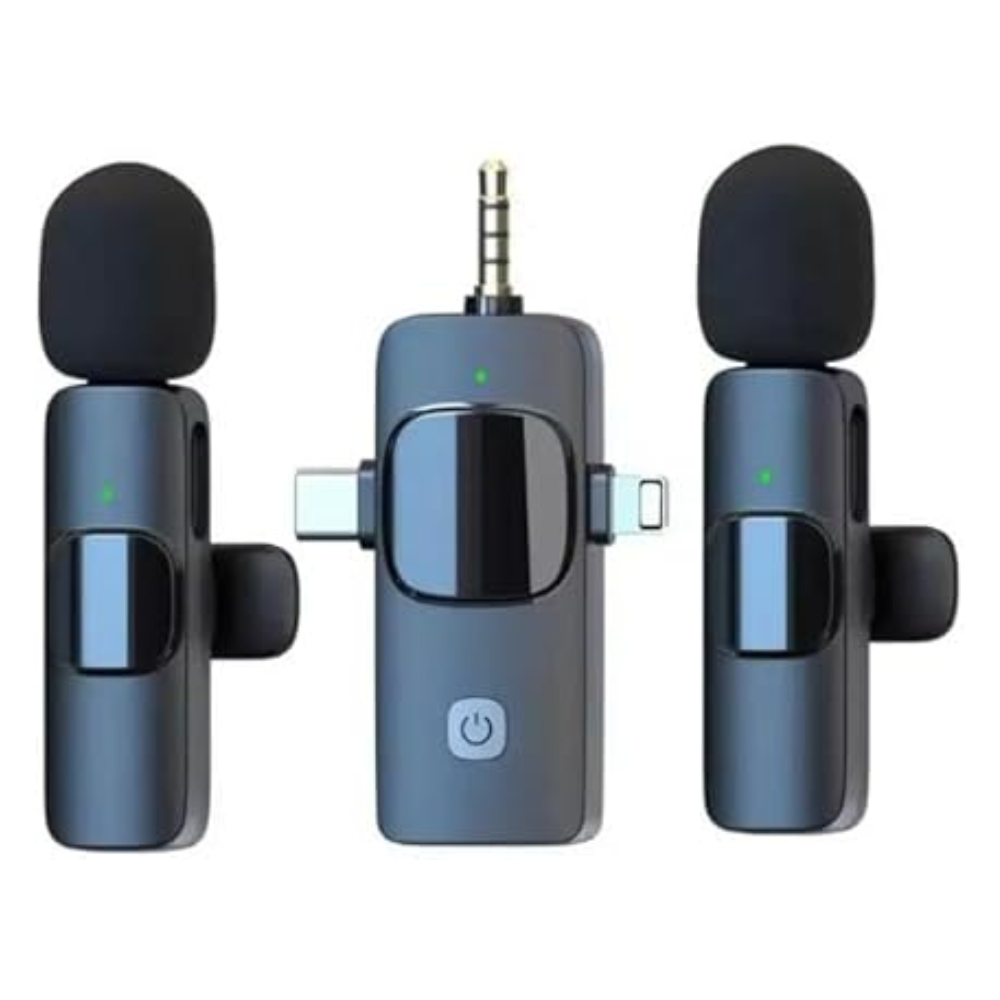 32 K15 Wireless Dual Microphone 3-in-1 Type-C, AUX & iPhone - Image 1