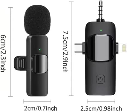 4103ZZBudeL._AC_SX425_ K15 Wireless Dual Microphone 3-in-1 Type-C, AUX & iPhone - الصورة 4