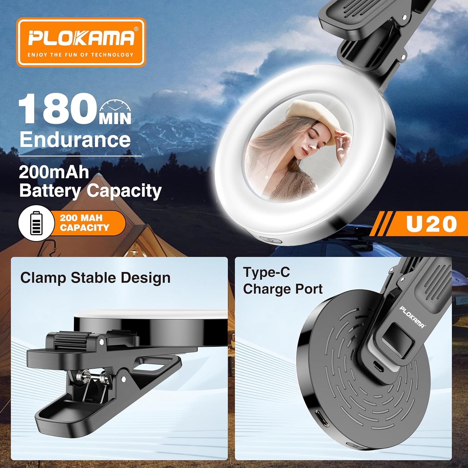 81svhkkIbSL._AC_SL1500_ 💡 Plokama U20 LED Fill Light – إضاءة قوية ومحمولة لتصوير احترافي بألوان متعددة ولمسة إبداعية - الصورة 8