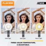 💡 Plokama U20 LED Fill Light – إضاءة قوية ومحمولة لتصوير احترافي بألوان متعددة ولمسة إبداعية - الصورة 2