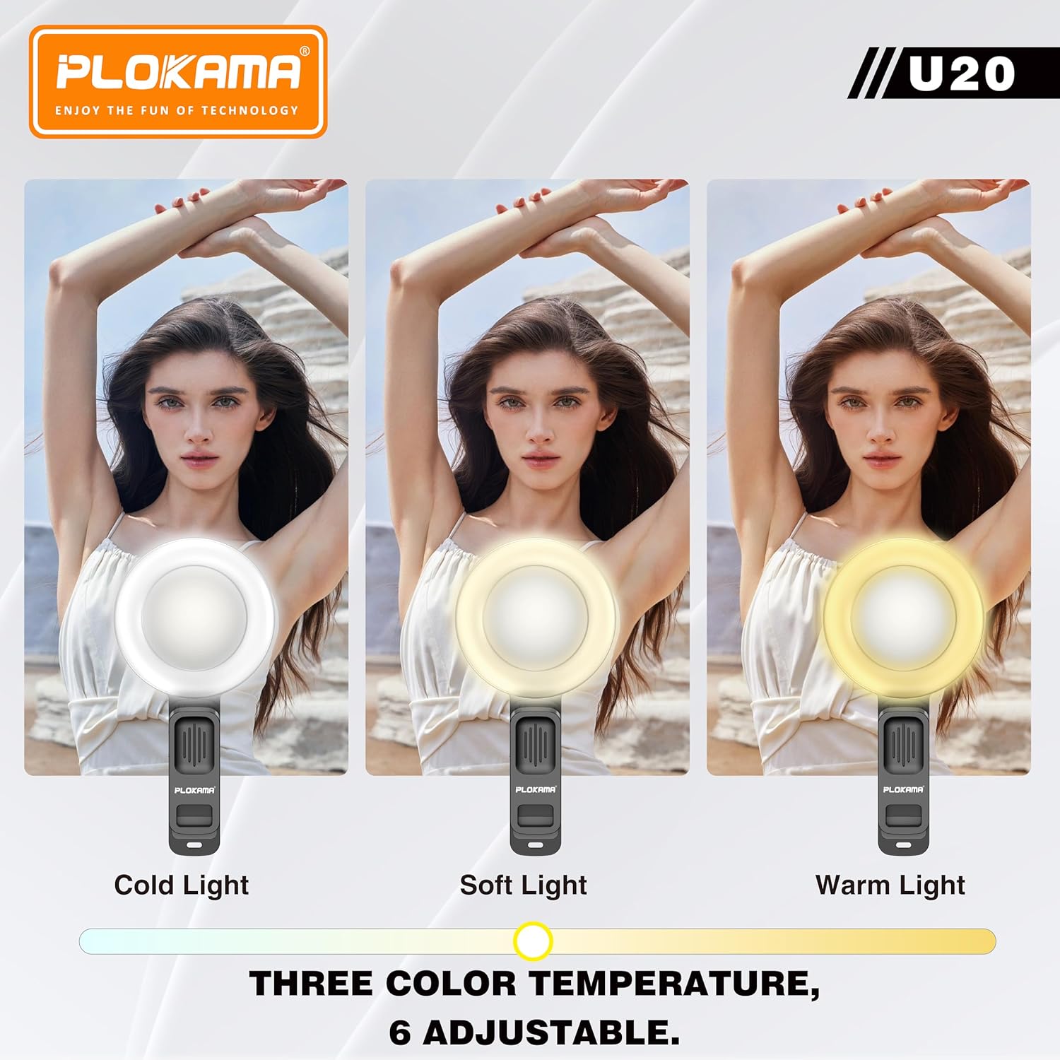 81vQ9OT-YkL._AC_SL1500_ 💡 Plokama U20 LED Fill Light – إضاءة قوية ومحمولة لتصوير احترافي بألوان متعددة ولمسة إبداعية - الصورة 2